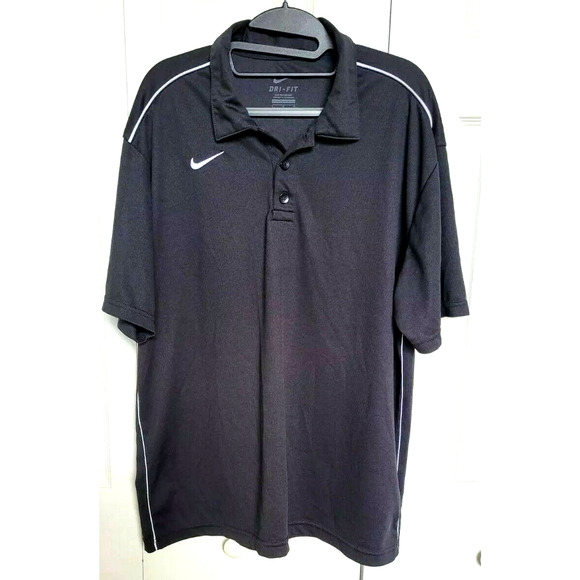 Nike Dri Fit Polo Black/ White Trim Short Sleeve - Picture 2 of 6
